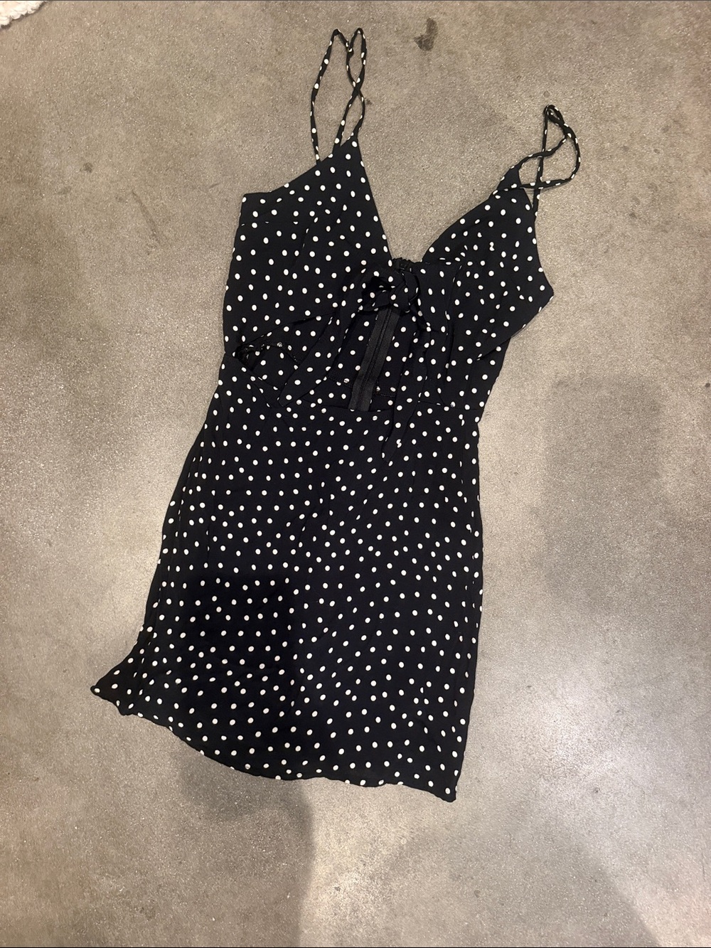 Flynn skye - Black Polka Dot Slip Dress with Tie Front